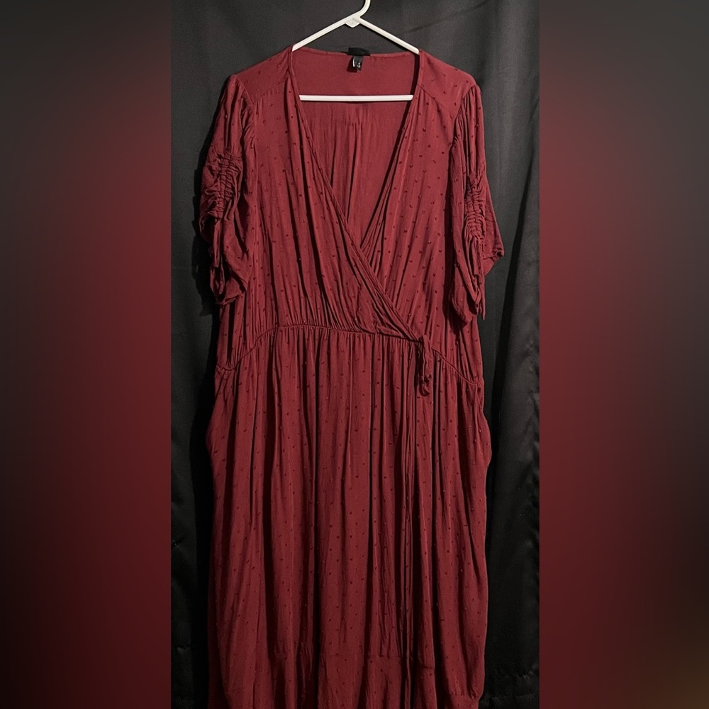 Red faux wrap dress